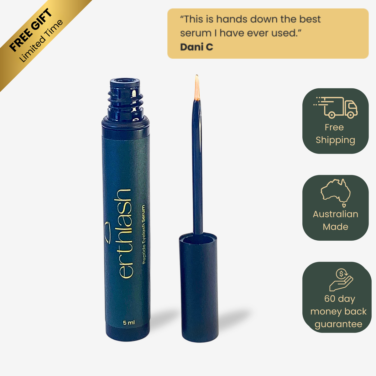 erthlash™ Peptide Lash Serum | Australian Made, 5ml